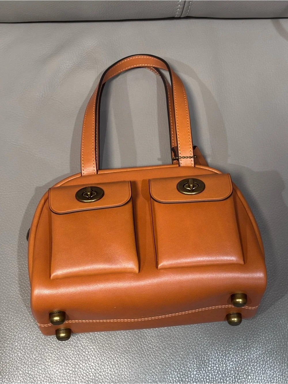 Coach Leather Satchel twin turnlock top handle handbag *like new*